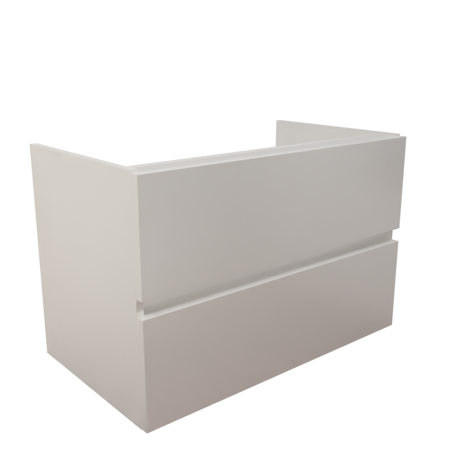 Caisson de meuble salle de bain blanc en inox deux tiroirs 80 cm de largeur pour simple vasque collection ROSINOX  vue de coté