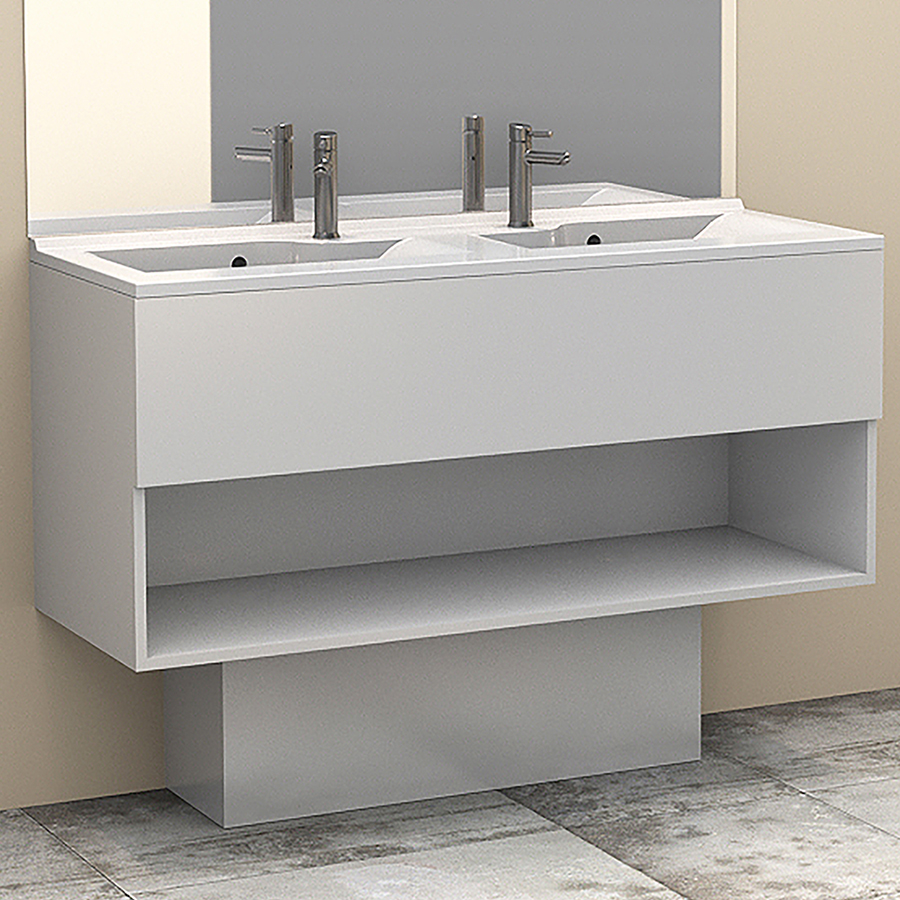 Support cache tuyaux pour meuble de salle de bain 80 cm blanc brillant