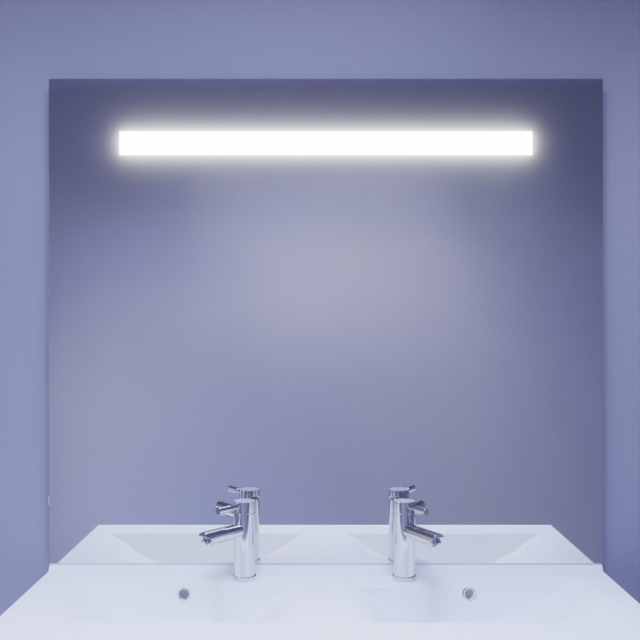 Miroir de salle de bain 124 cm de largeur 105 cm de hauteur avec bandeau LED intégré collection ELEGANCE 