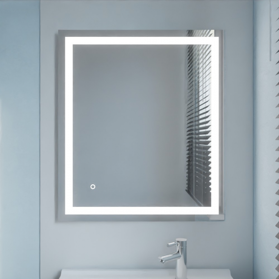 Miroir de salle de bain avec cadre LED intégré et interrupteur sensitif VISTA 70 cm x 80 cm